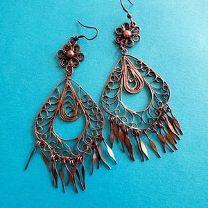 Vintage brass looking chandelier earrings